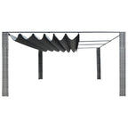 vidaXL Pavillon mit Schiebedach Poly Rattan 400x400x200 cm Grau