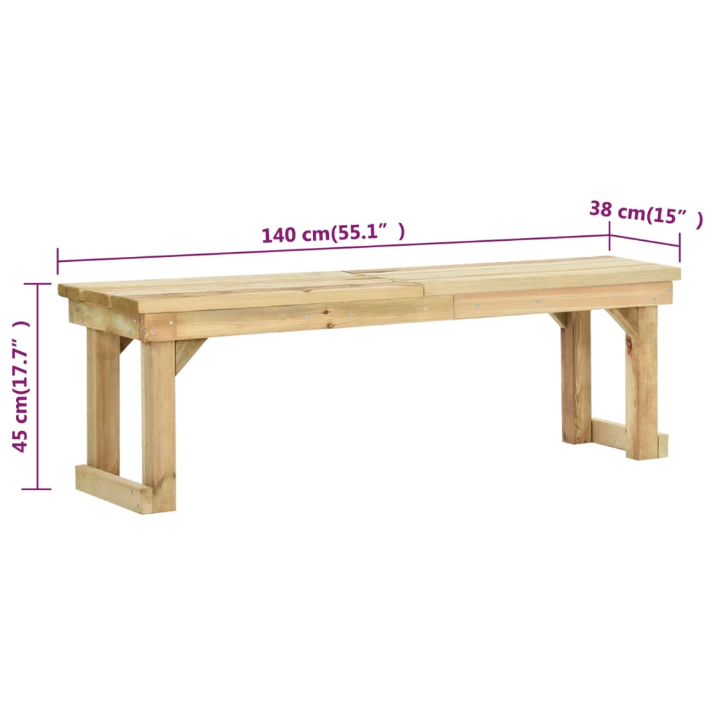 vidaXL Gartenbank 140 cm Imprägniertes Kiefernholz