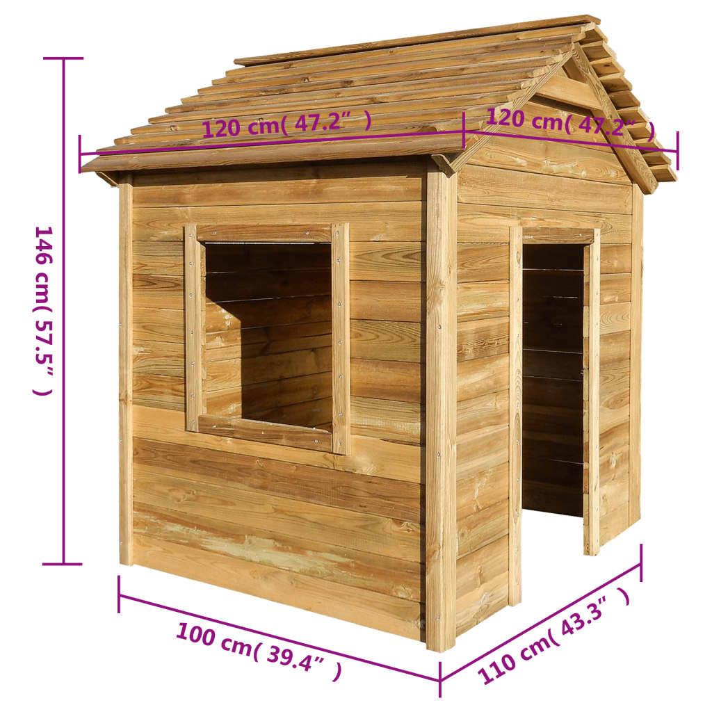 vidaXL Spielhaus für den Garten 120x120x146 cm Kiefernholz