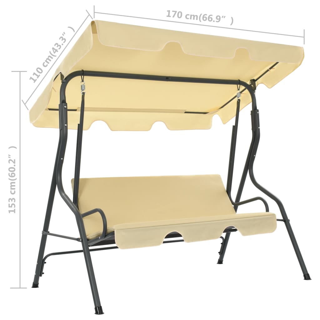 vidaXL Hollywoodschaukel Cremeweiß 170×110×153 cm
