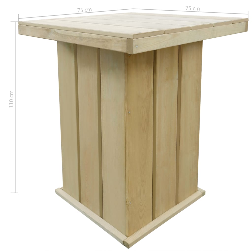 vidaXL Bartisch 75x75x110 cm Kiefernholz Imprägniert