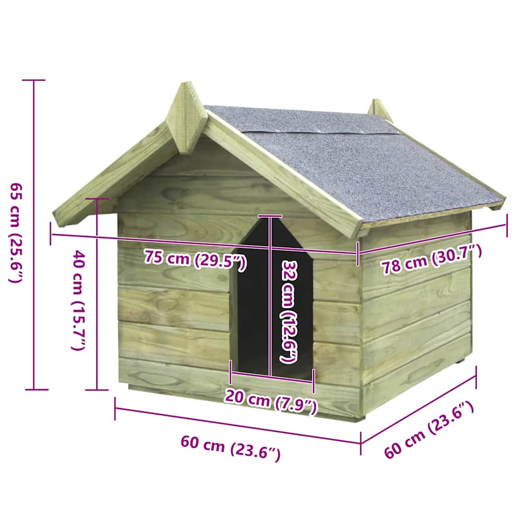 vidaXL Hundehütte mit Dach Imprägniertes Kiefernholz