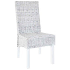 vidaXL Esszimmerstühle 4 Stk. Weiß Kubu Rattan und Mangoholz