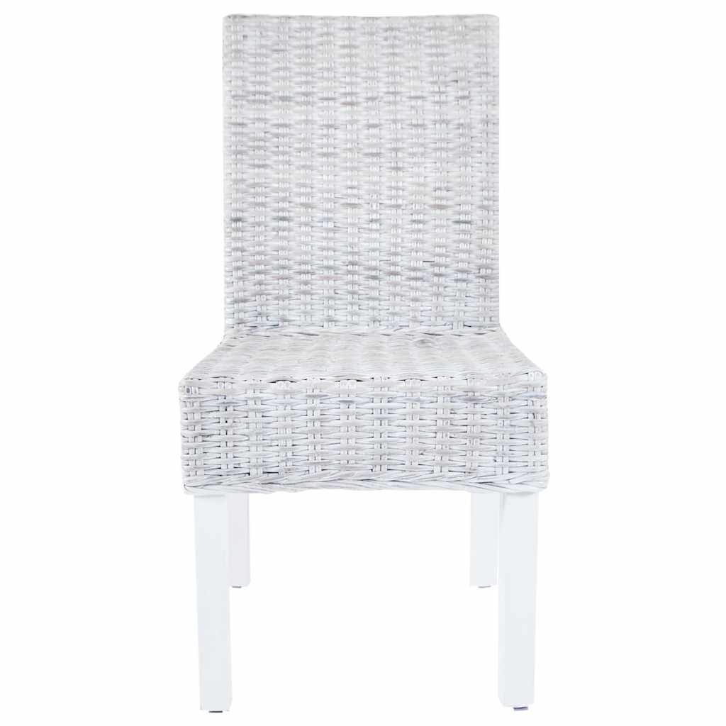 vidaXL Esszimmerstühle 4 Stk. Weiß Kubu Rattan und Mangoholz