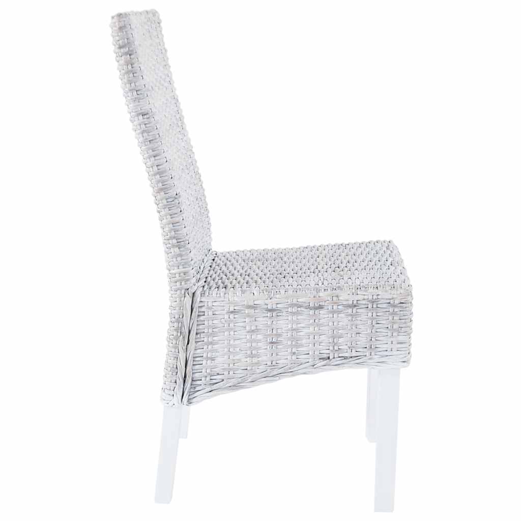 vidaXL Esszimmerstühle 4 Stk. Weiß Kubu Rattan und Mangoholz