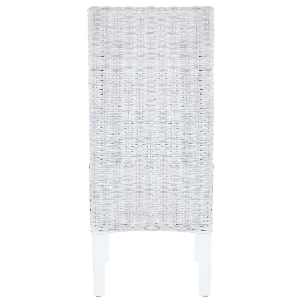 vidaXL Esszimmerstühle 4 Stk. Weiß Kubu Rattan und Mangoholz