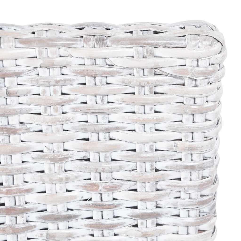 vidaXL Esszimmerstühle 4 Stk. Weiß Kubu Rattan und Mangoholz