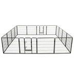 vidaXL Hunde-Laufstall 16 Panels Stahl 80x80 cm Schwarz