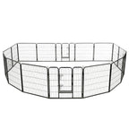 vidaXL Hunde-Laufstall 16 Panels Stahl 80x80 cm Schwarz