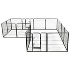 vidaXL Hunde-Laufstall 16 Panels Stahl 80x80 cm Schwarz