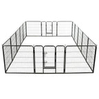 vidaXL Hunde-Laufstall 16 Panels Stahl 80x80 cm Schwarz