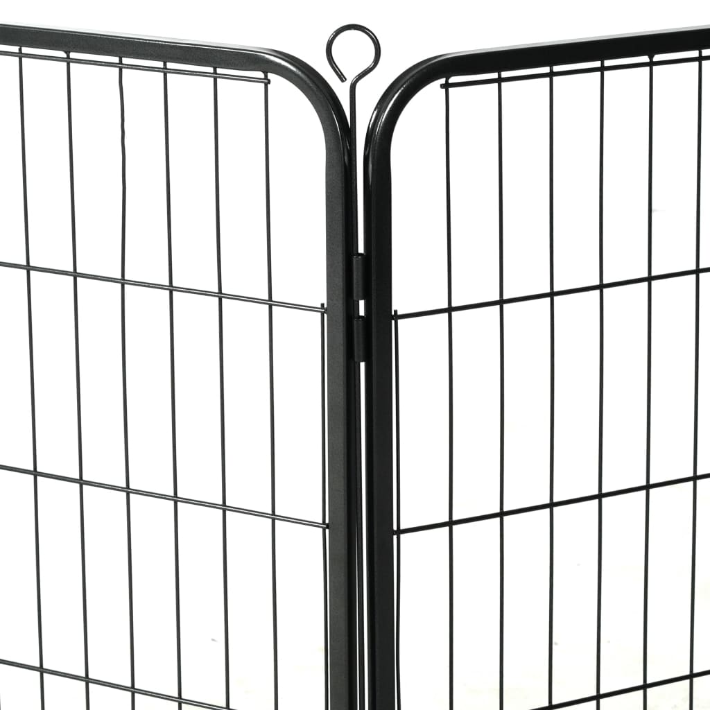 vidaXL Hunde-Laufstall 16 Panels Stahl 80x80 cm Schwarz