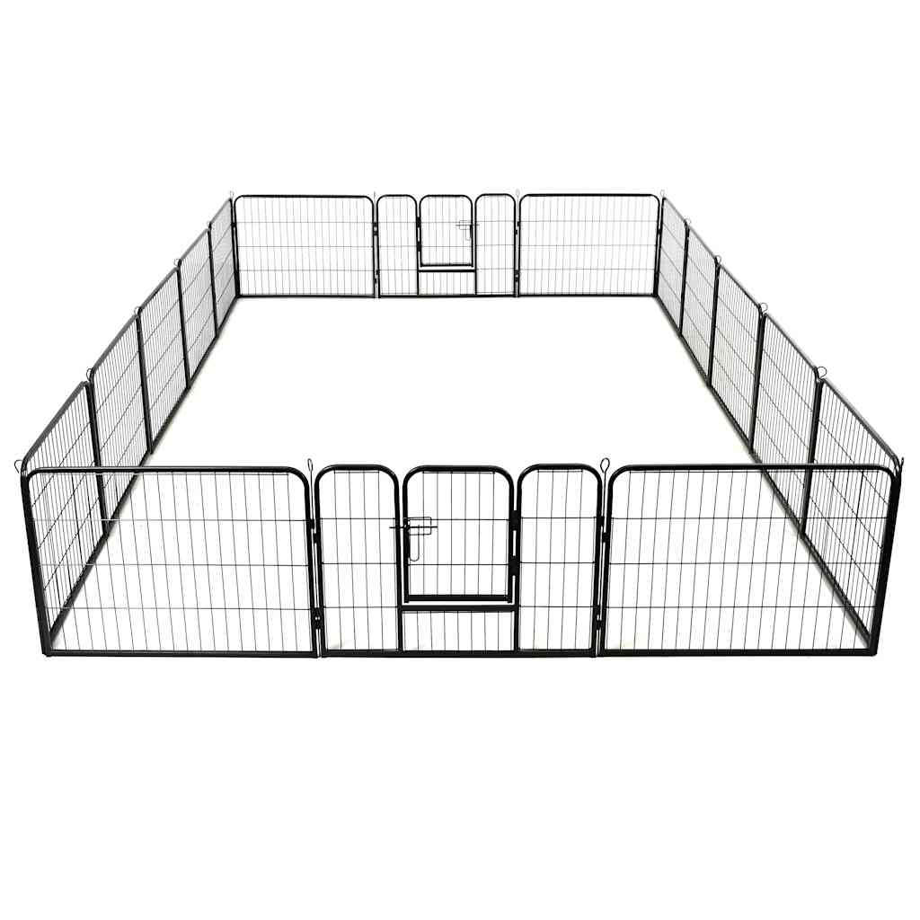 vidaXL Hunde-Laufstall 16 Paneele Stahl 60x80 cm Schwarz
