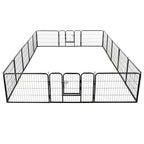 vidaXL Hunde-Laufstall 16 Paneele Stahl 60x80 cm Schwarz