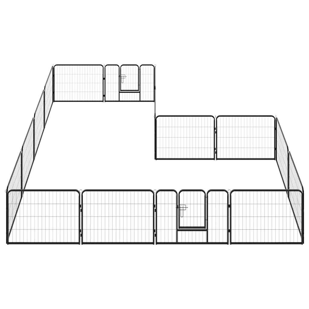 vidaXL Hunde-Laufstall 16 Paneele Stahl 60x80 cm Schwarz