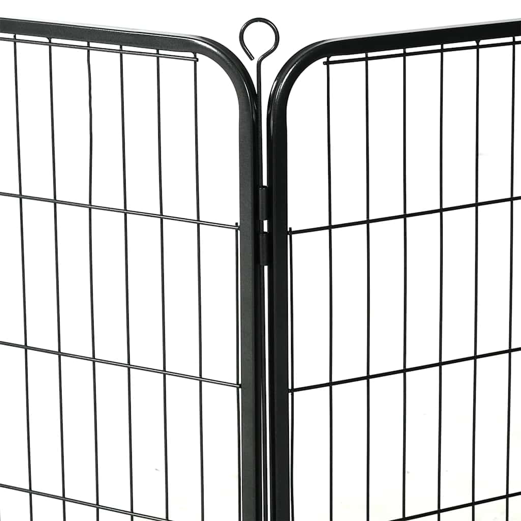 vidaXL Hunde-Laufstall 16 Paneele Stahl 60x80 cm Schwarz