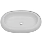 vidaXL Bad-Waschbecken mit Mischbatterie Keramik Oval Weiß