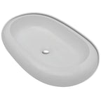 vidaXL Bad-Waschbecken mit Mischbatterie Keramik Oval Weiß