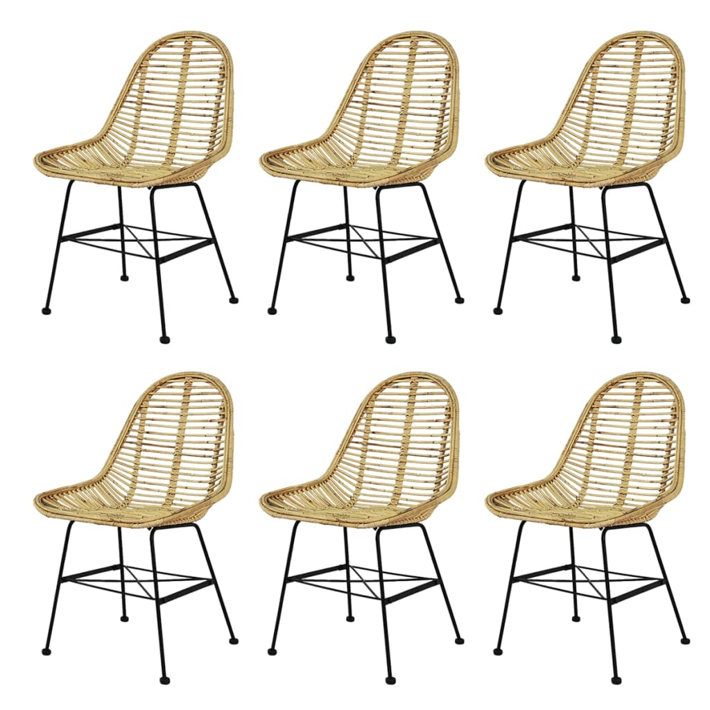 vidaXL Esszimmerstühle 6 Stk. Rattan Natur