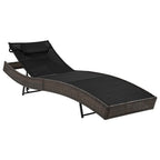 vidaXL Sonnenliege mit Kissen Poly Rattan Braun