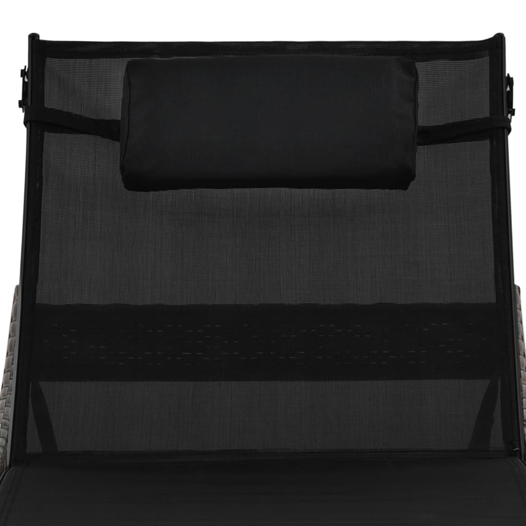 vidaXL Sonnenliege mit Kissen Poly Rattan Braun