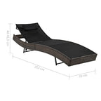 vidaXL Sonnenliege mit Kissen Poly Rattan Braun