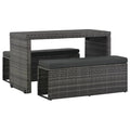 vidaXL 3-tlg. Garten-Essgruppe mit Kissen Poly Rattan Grau
