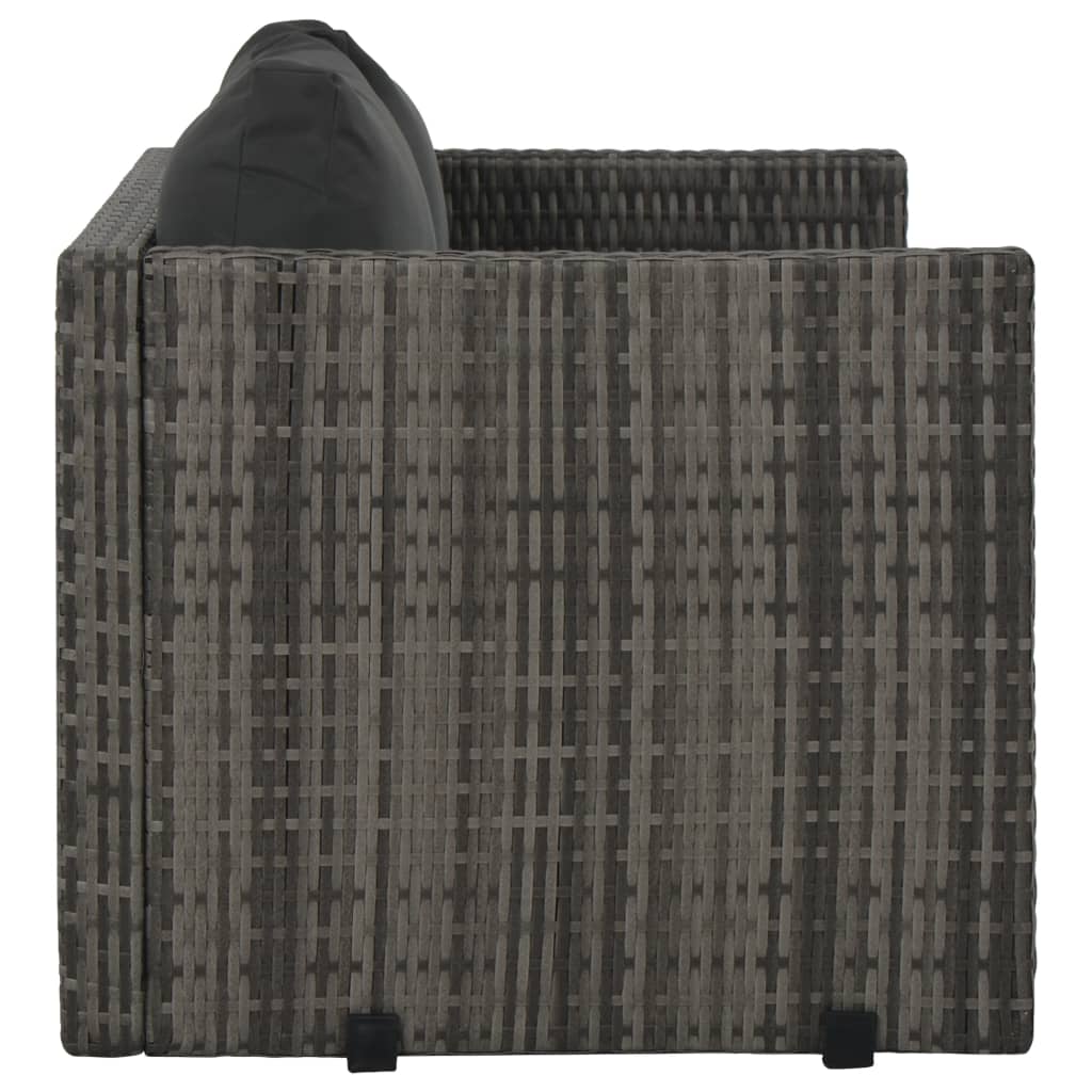vidaXL 3-tlg. Garten-Essgruppe mit Kissen Poly Rattan Grau