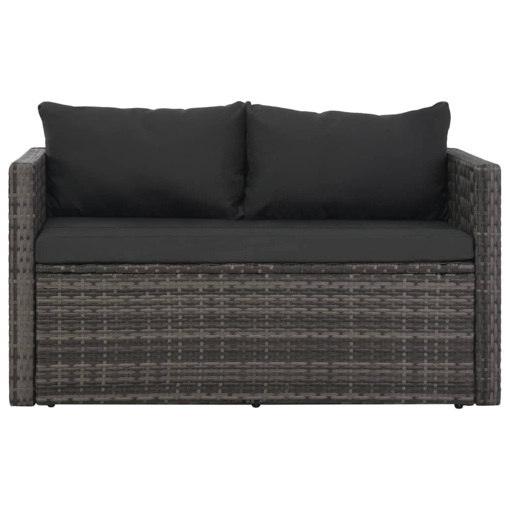 vidaXL 3-tlg. Garten-Essgruppe mit Kissen Poly Rattan Grau