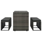 vidaXL 3-tlg. Garten-Essgruppe mit Kissen Poly Rattan Grau