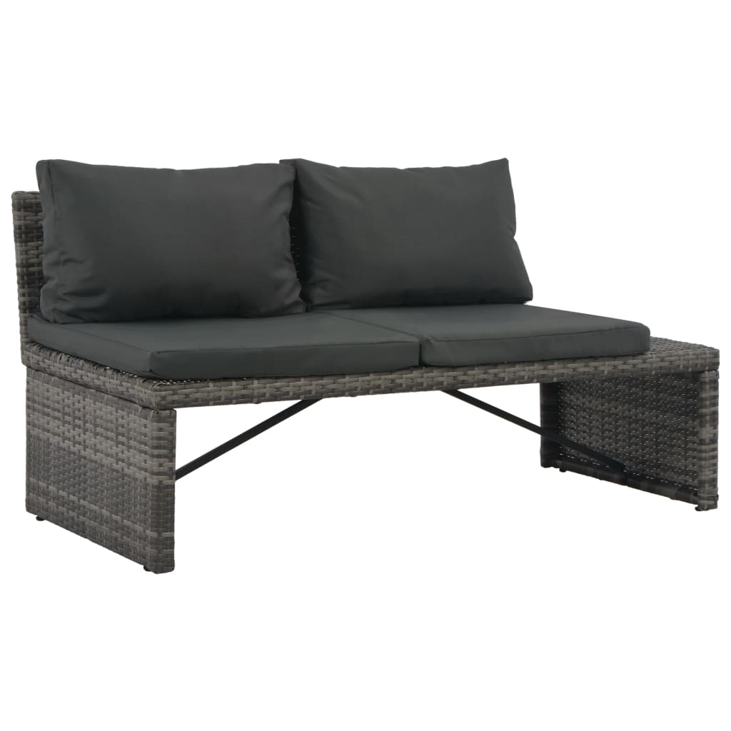 vidaXL 3-tlg. Garten-Lounge-Set mit Polstern Poly Rattan Grau