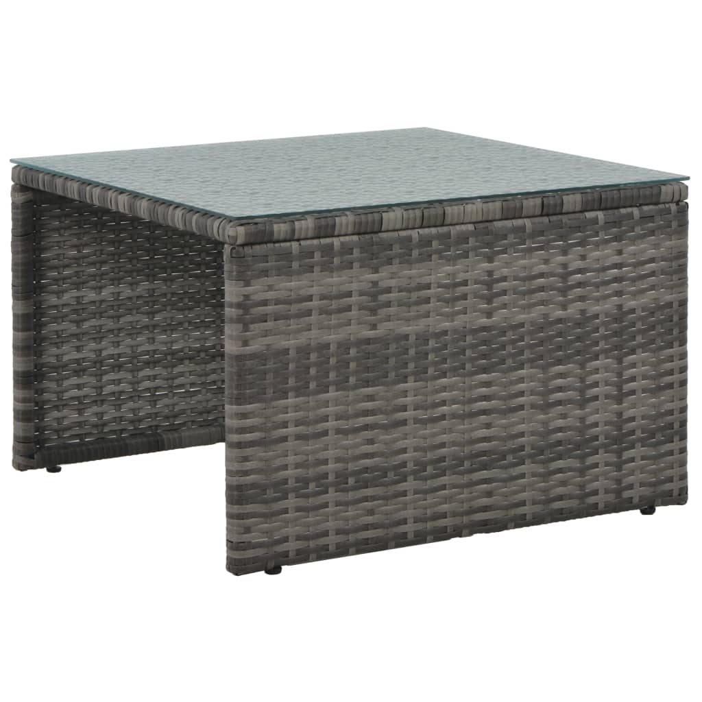 vidaXL 3-tlg. Garten-Lounge-Set mit Polstern Poly Rattan Grau