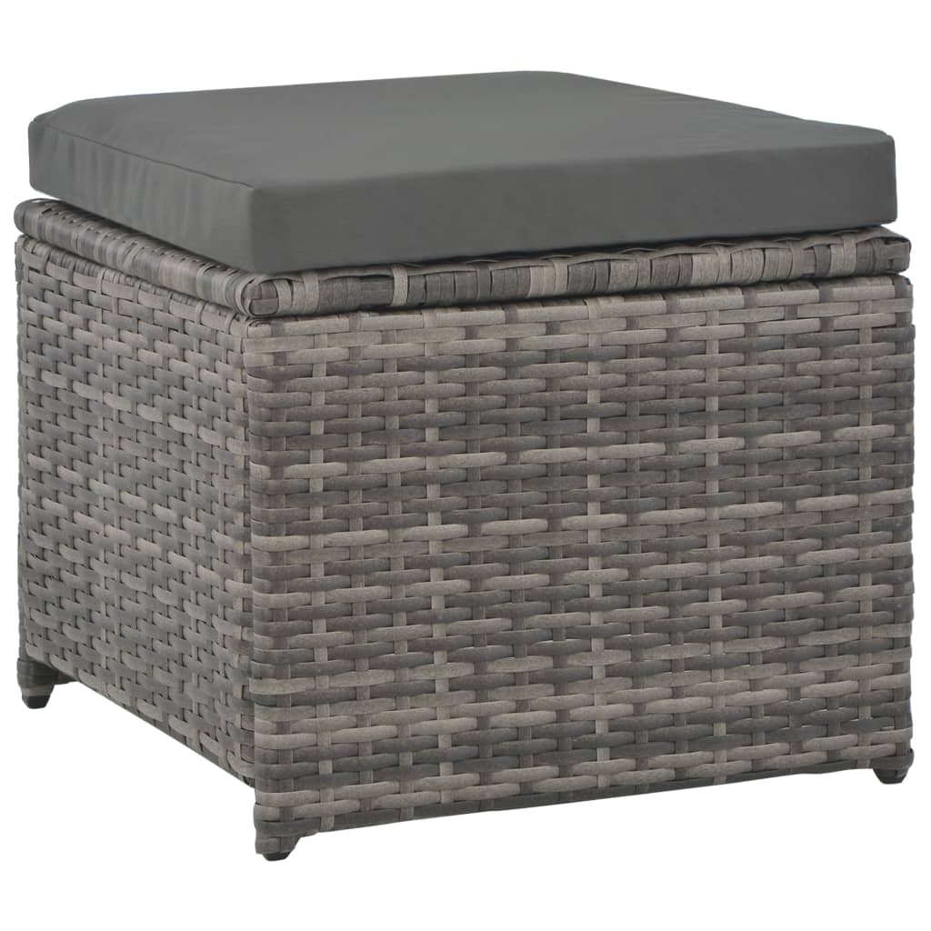 vidaXL 7-tlg. Garten-Essgruppe mit Kissen Poly Rattan Grau