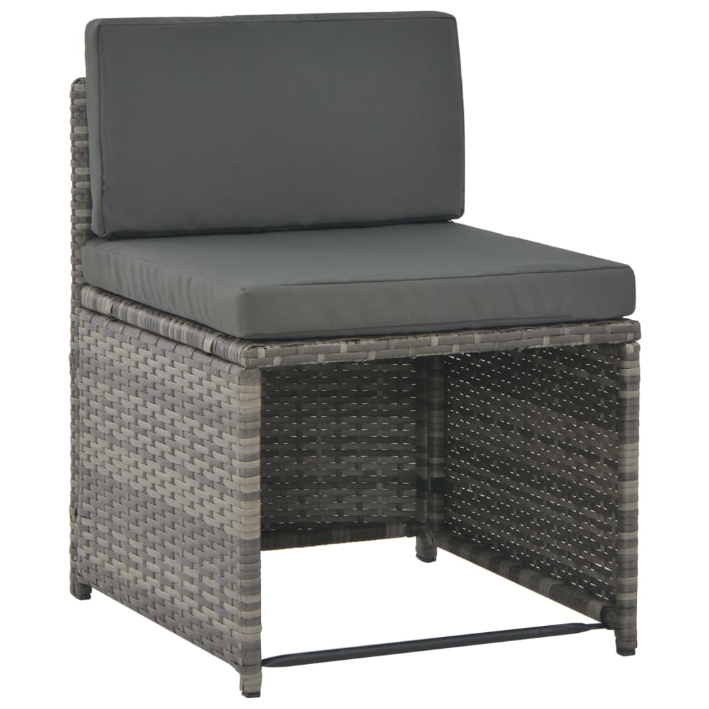 vidaXL 7-tlg. Garten-Essgruppe mit Kissen Poly Rattan Grau