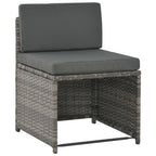 vidaXL 7-tlg. Garten-Essgruppe mit Kissen Poly Rattan Grau