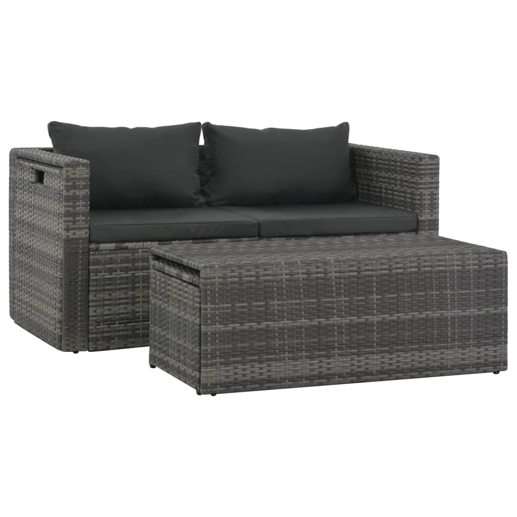 vidaXL 6-tlg. Garten-Lounge-Set mit Polstern Poly Rattan Grau