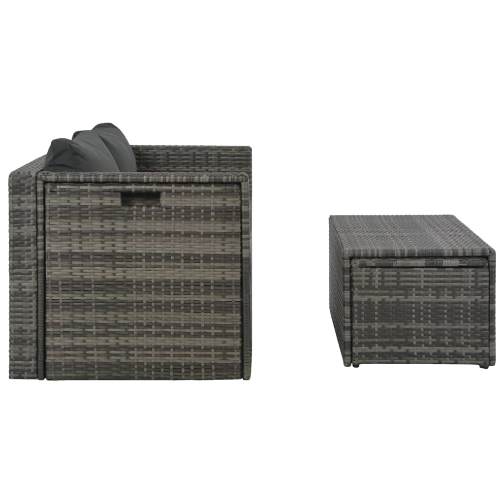 vidaXL 6-tlg. Garten-Lounge-Set mit Polstern Poly Rattan Grau