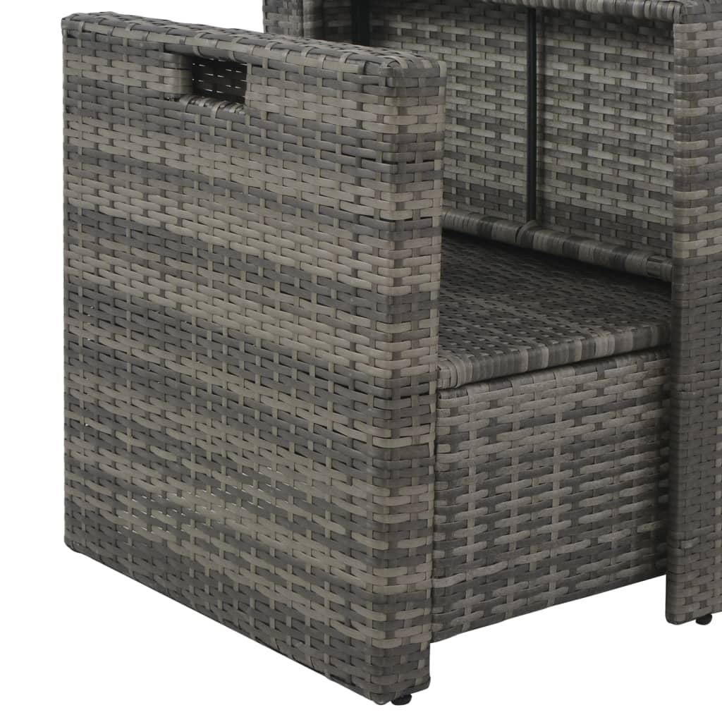 vidaXL 6-tlg. Garten-Lounge-Set mit Polstern Poly Rattan Grau