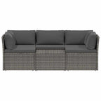 vidaXL 4-tlg. Garten-Lounge-Set mit Polstern Poly Rattan Grau