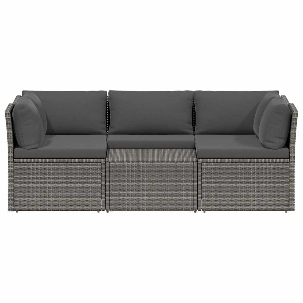 vidaXL 4-tlg. Garten-Lounge-Set mit Polstern Poly Rattan Grau