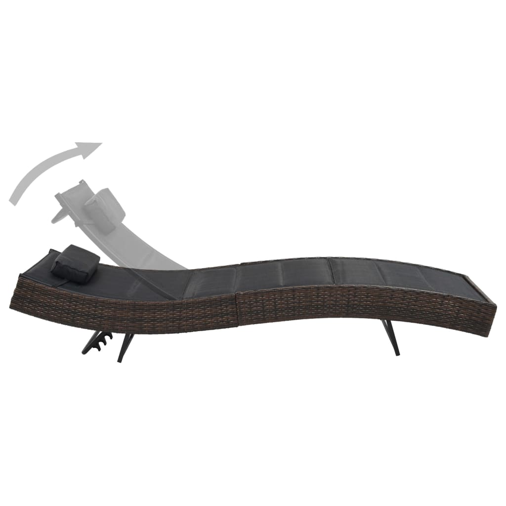 vidaXL Sonnenliege Poly Rattan und Textilene Braun