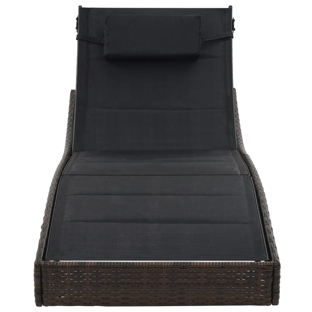 vidaXL Sonnenliege Poly Rattan und Textilene Braun