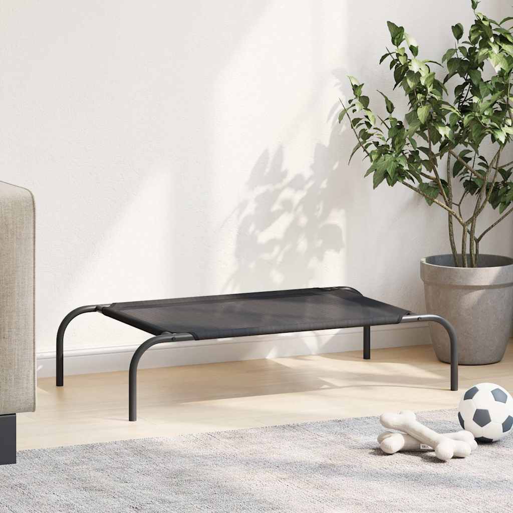 vidaXL Erhöhtes Hundebett Schwarz S Textilene