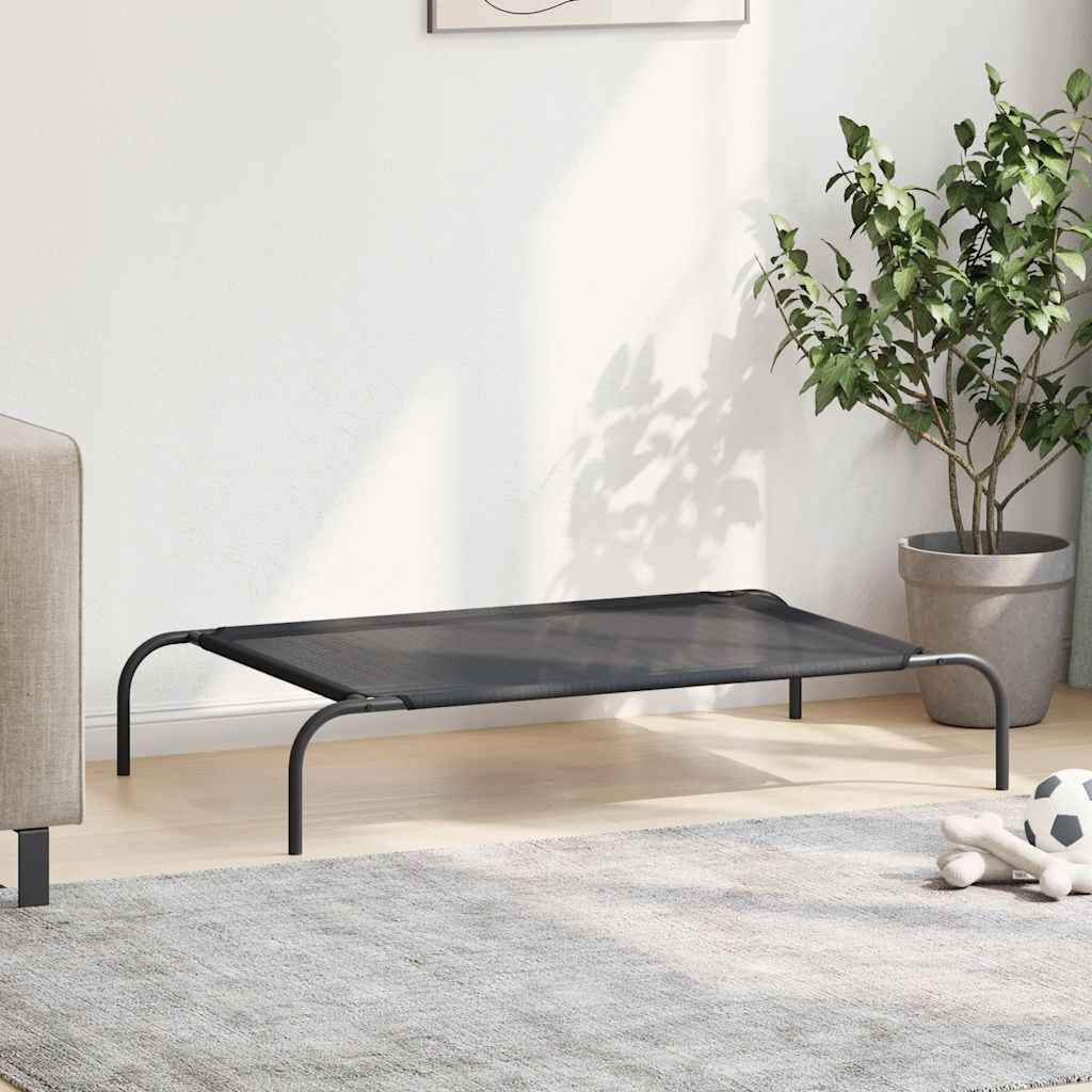 vidaXL Erhöhtes Hundebett Schwarz L Textilene