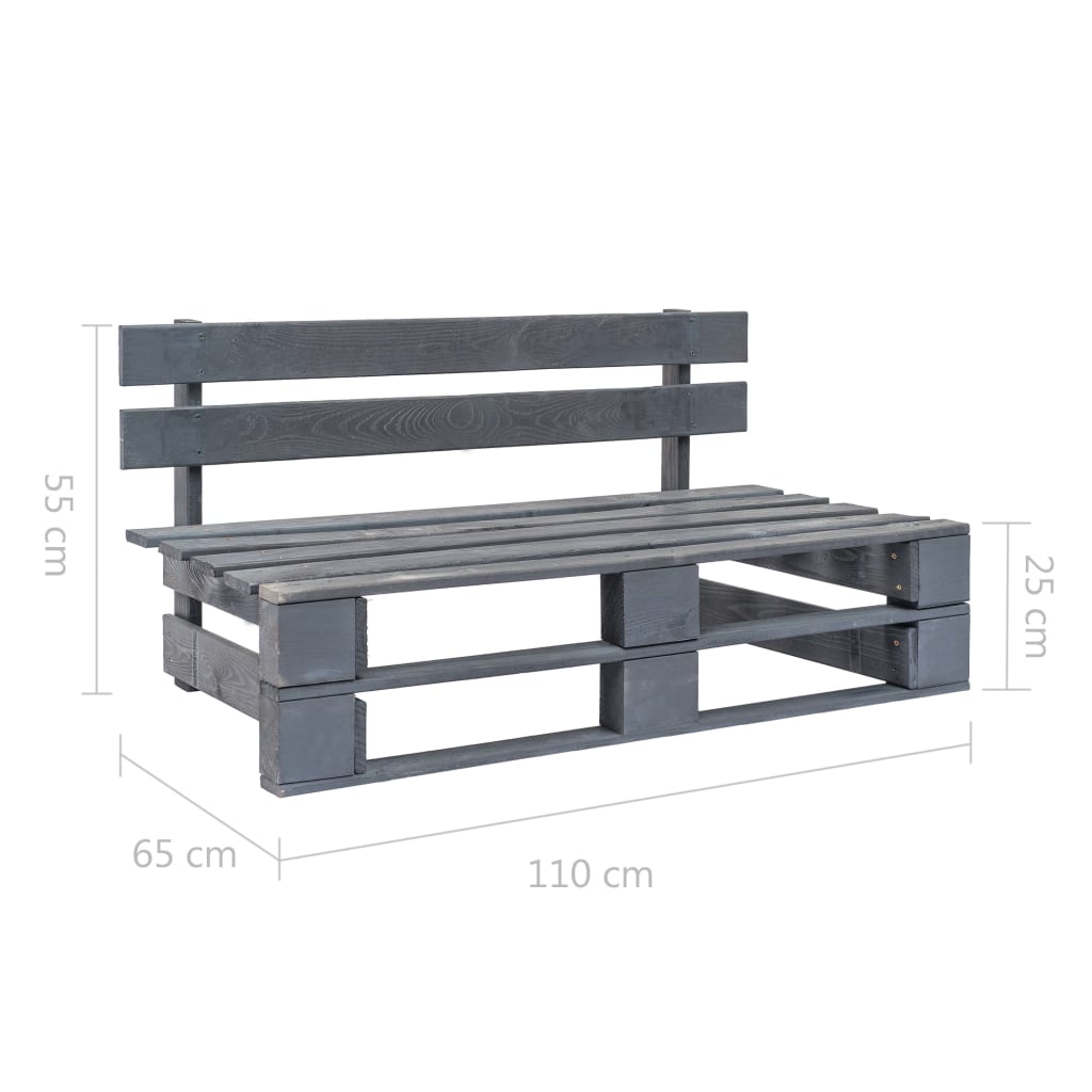 vidaXL Outdoor-Bank Paletten Holz Grau