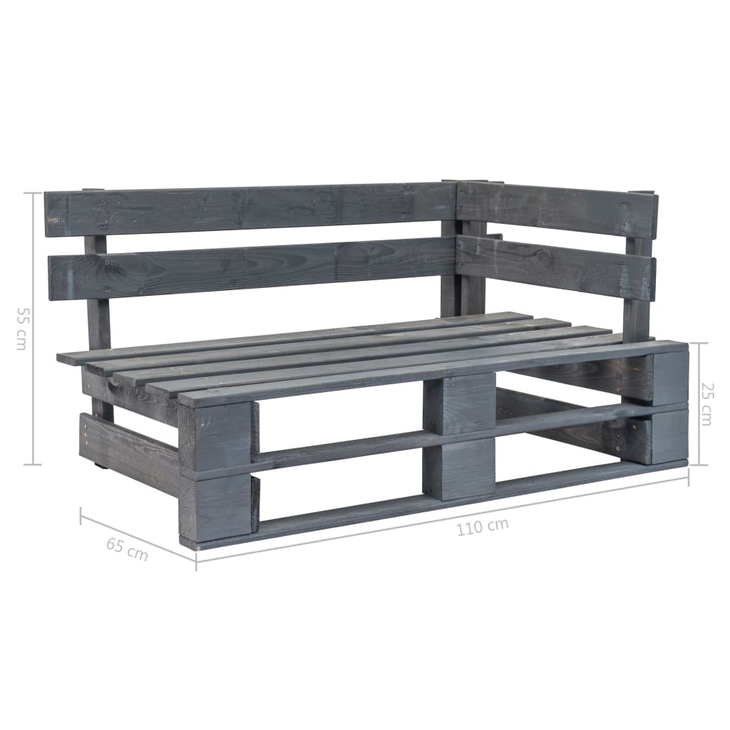 vidaXL Outdoor-Eckbank Paletten Holz Grau