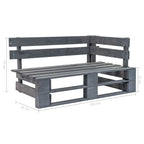 vidaXL Outdoor-Eckbank Paletten Holz Grau