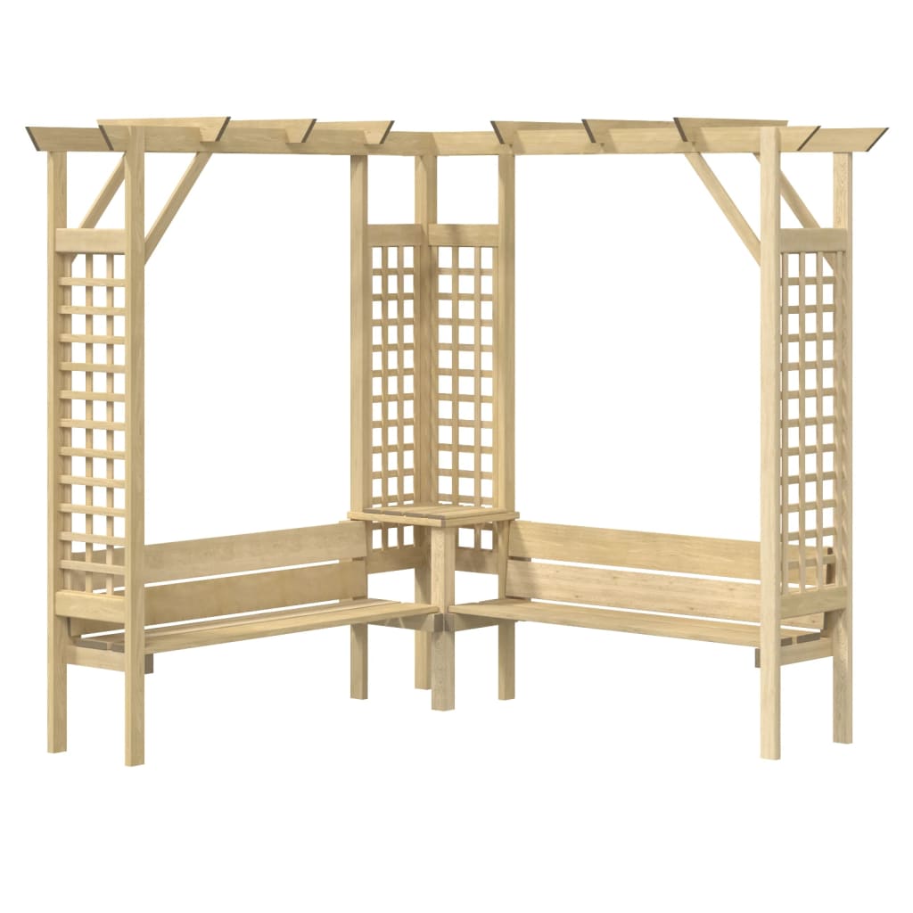 vidaXL Eck-Pergola mit Bank Kiefernholz Imprägniert