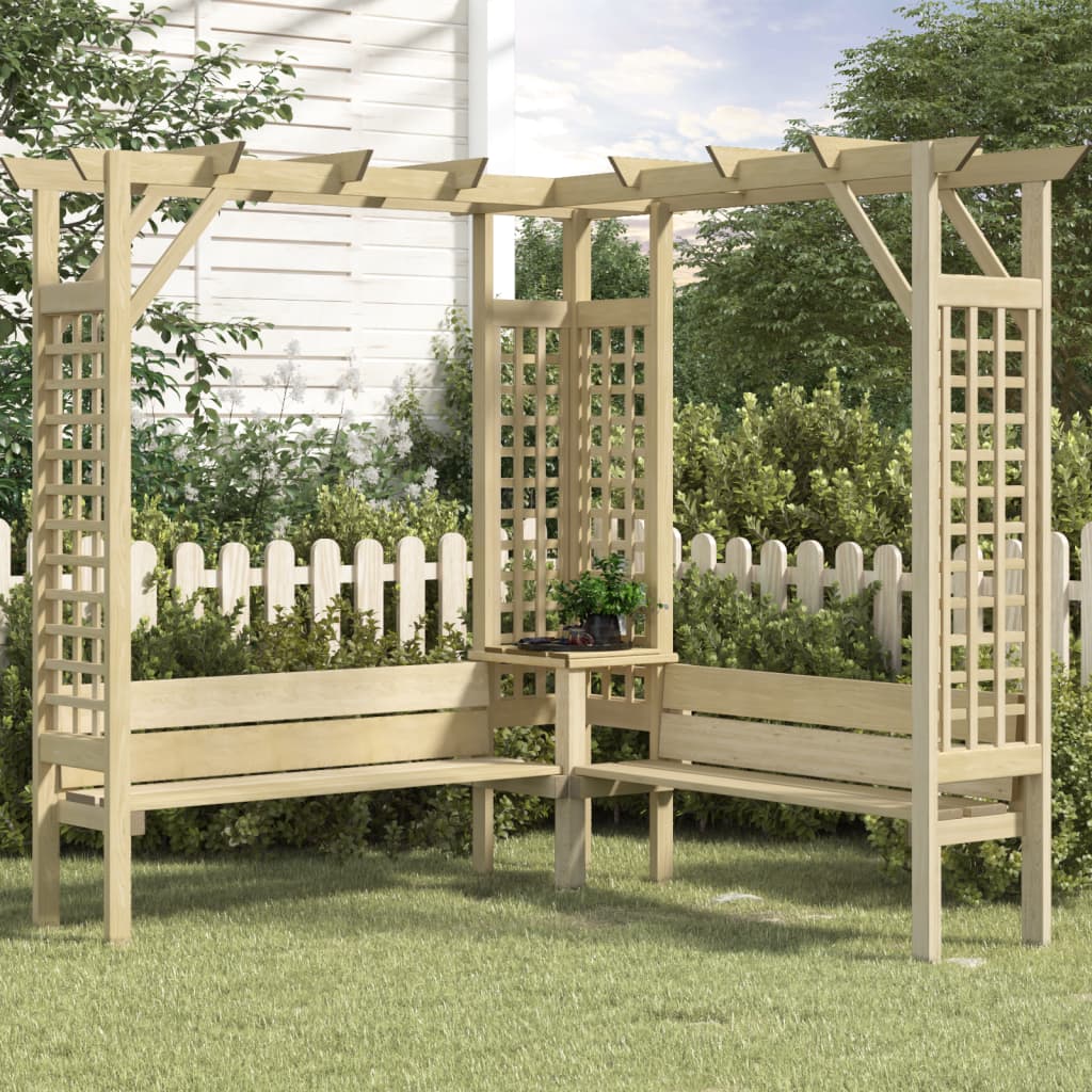 vidaXL Eck-Pergola mit Bank Kiefernholz Imprägniert