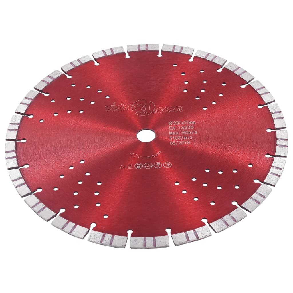 vidaXL Diamant-Trennscheibe mit Turbo und Löchern Stahl 300 mm